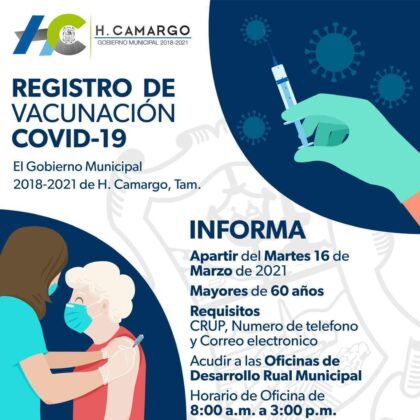 Invita Municipio de Camargo a registrarse para la vacuna ...