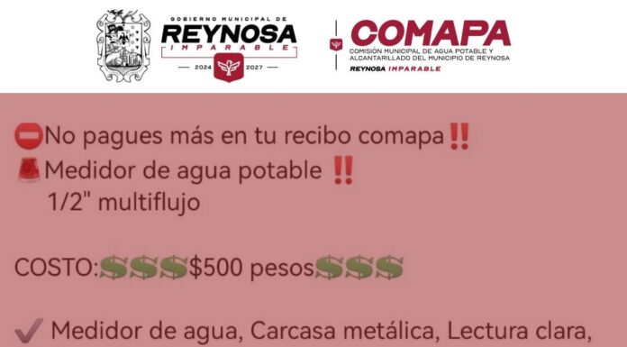 Exhorta COMAPA a instalar únicamente medidores oficiales