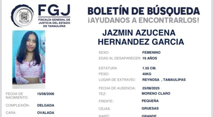 Desaparece joven madre en Reynosa; familia teme por su seguridad